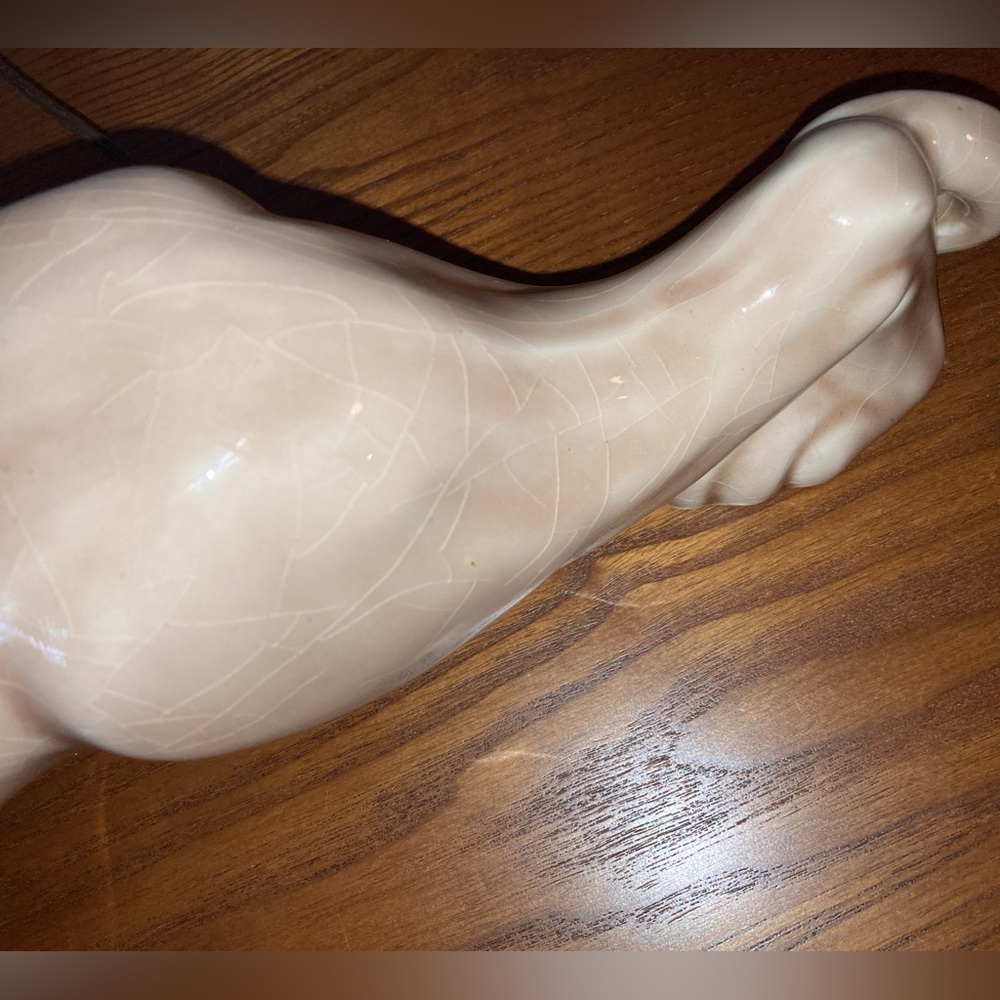 RARE 1950’s CERAMIC BEIGE PANTHER CAT TV MID CENTURY MODERN LAMP - Picture 16 of 16